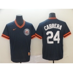 Men's Detroit Tigers 24 Miguel Cabrera Navy Throwback Jersey