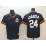 Men's Detroit Tigers 24 Miguel Cabrera Navy Throwback Jersey