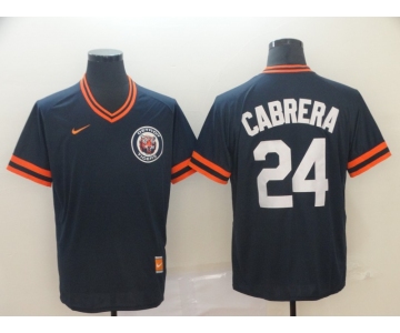 Men's Detroit Tigers 24 Miguel Cabrera Navy Throwback Jersey