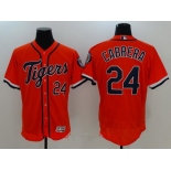 Men's Detroit Tigers #24 Miguel Cabrera Orange Stitched MLB Majestic Flex Base Jersey