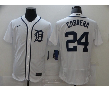 Men's Detroit Tigers #24 Miguel Cabrera White Stitched MLB Flex Base Nike Jersey