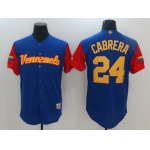 Men's Team Venezuela Baseball Majestic #24 Miguel Cabrera Royal Blue 2017 World Baseball Classic Stitched Replica Jersey