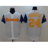 Men's Team Venezuela Baseball Majestic #24 Miguel Cabrera White 2017 World Baseball Classic Stitched Replica Jersey