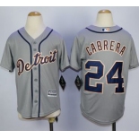 Tigers #24 Miguel Cabrera Grey Cool Base Stitched Youth Baseball Jersey