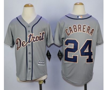 Tigers #24 Miguel Cabrera Grey Cool Base Stitched Youth Baseball Jersey