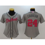 Tigers #24 Miguel Cabrera Grey Mother's Day Cool Base Women's Stitched Baseball Jersey