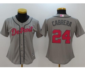 Tigers #24 Miguel Cabrera Grey Mother's Day Cool Base Women's Stitched Baseball Jersey