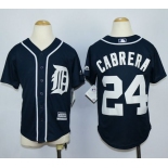 Tigers #24 Miguel Cabrera Navy Blue Cool Base Stitched Youth Baseball Jersey