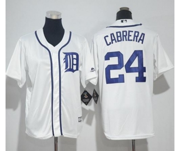 Tigers #24 Miguel Cabrera White Cool Base Stitched Youth Baseball Jersey