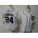 Toddler Detroit Tigers #24 Miguel Cabrera White Home MLB Majestic Baseball Jersey