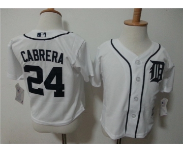 Toddler Detroit Tigers #24 Miguel Cabrera White Home MLB Majestic Baseball Jersey