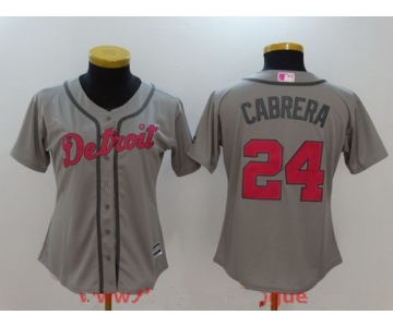 Women's Detroit Tigers #24 Miguel Cabrera Gray with Pink Mother's Day Stitched MLB Majestic Flex Base Jersey