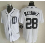 Detroit Tigers #28 J. D. Martinez 2015 White With Navy Jersey