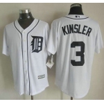 Detroit Tigers #3 Ian Kinsler 2015 White With Navy Jersey