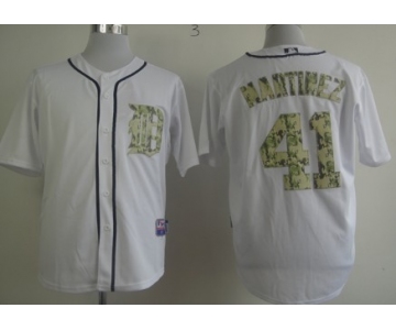 Detroit Tigers #41 Victor Martinez White With Camo Jersey