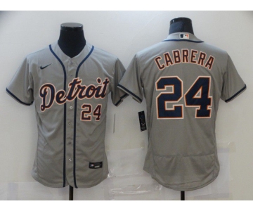 Men Detroit Tigers 24 Cabrera Grey Elite 2021 Nike MLB Jersey