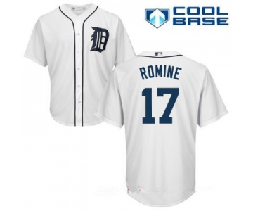 Men's Detroit Tigers #17 Andrew Romine White Home Stitched MLB Majestic Cool Base Jersey