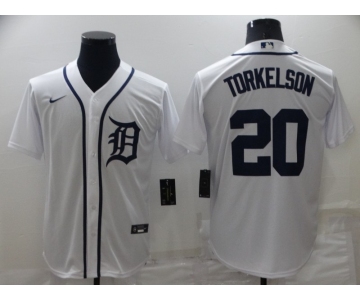 Men's Detroit Tigers #20 Spencer Torkelson White Stitched Cool Base Nike Jersey