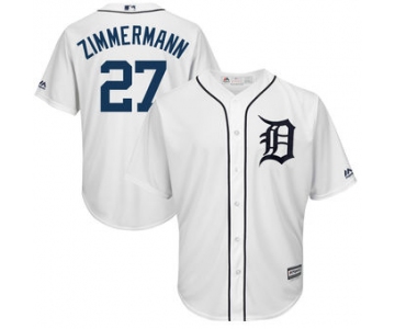 Men's Detroit Tigers 27 Jordan Zimmermann Majestic White Cool Base Player Jersey