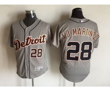 Men's Detroit Tigers #28 J. D. Martinez Gray Road 2016 Flexbase Majestic Baseball Jersey