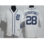 Men's Detroit Tigers #28 J. D. Martinez White Home Stitched MLB 2016 Majestic Flex Base Jersey