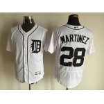 Men's Detroit Tigers #28 J. D. Martinez Whtie Home Stitched Baseball Jersey