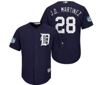 Men's Detroit Tigers #28 J.D. Martinez Navy Blue 2017 Spring Training Stitched MLB Majestic Cool Base Jersey