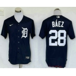 Men's Detroit Tigers #28 Javier Baez Navy Blue Stitched Cool Base Nike Jersey