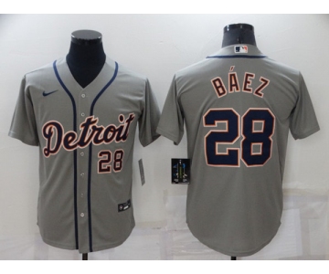 Men's Detroit Tigers #28 Javier Báez Grey Cool Base Stitched Jersey