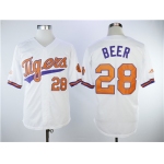 Men's Detroit Tigers #28 Seth Beer White College Baseball Jersey