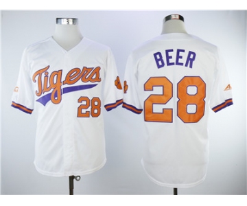 Men's Detroit Tigers #28 Seth Beer White College Baseball Jersey
