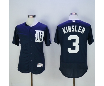 Men's Detroit Tigers #3 Ian Kinsler Navy Blue 2016 Flexbase Majestic Baseball Jersey