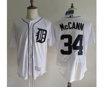 Men's Detroit Tigers #34 James McCann White Home 2016 Flexbase Majestic Baseball Jersey