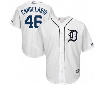 Men's Detroit Tigers 46 Jeimer Candelario Majestic White Home Cool Base Player Jersey