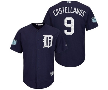 Men's Detroit Tigers #9 Nick Castellanos Navy Blue 2017 Spring Training Stitched MLB Majestic Cool Base Jersey