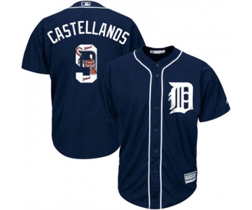 Men's Detroit Tigers #9 Nick Castellanos Navy Blue Team Logo Fashion Stitched MLB Jersey