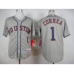 Men's Houston Astros #1 Carlos Correa Gray Jersey