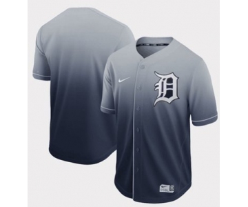Tigers Blank Navy Fade Authentic Stitched Baseball Jersey