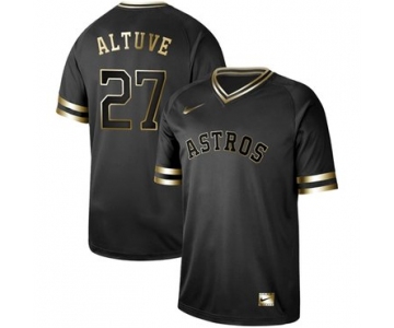 Astros #27 Jose Altuve Black Gold Authentic Stitched Baseball Jersey