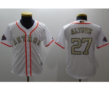 Astros #27 Jose Altuve White 2018 Gold Program Cool Base Stitched Youth Baseball Jersey