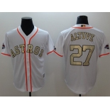 Houston Astros #27 Jose Altuve White 2017 World Series Champions Gold Program Cool Base Stitched Baseball Jersey