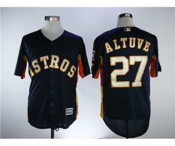 Men's Houston Astros #27 Jose Altuve Navy Blue New Gold Program Flexbase Stitched MLB Jersey