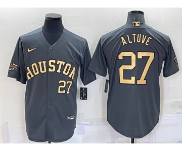 Men's Houston Astros #27 Jose Altuve Number Grey 2022 All Star Stitched Cool Base Nike Jersey