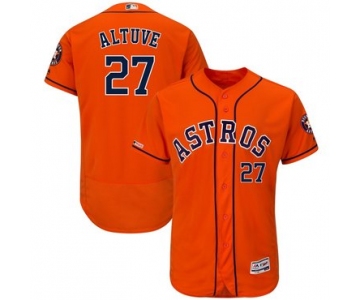 Men's Houston Astros 27 Jose Altuve Orange 150th Patch Flexbase Jersey