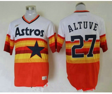 Men's Houston Astros #27 Jose Altuve Orange Rainbow Cooperstown Stitched MLB Cool Base Nike Jersey