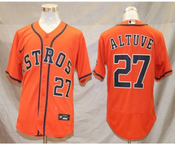 Men's Houston Astros #27 Jose Altuve Orange Stitched MLB Flex Base Nike Jersey