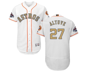 Men's Houston Astros #27 Jose Altuve White 2018 Gold Program Flexbase Stitched MLB Jersey