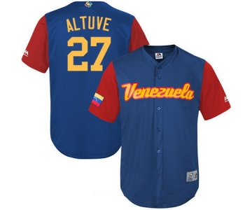Men's Team Venezuela Baseball Majestic #27 Jose Altuve Royal Blue 2017 World Baseball Classic Stitched Replica Jersey