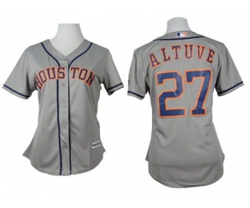 Women's Houston Astros #27 Jose Altuve Gray Jersey