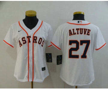Women's Houston Astros #27 Jose Altuve White Stitched MLB Cool Base Nike Jersey